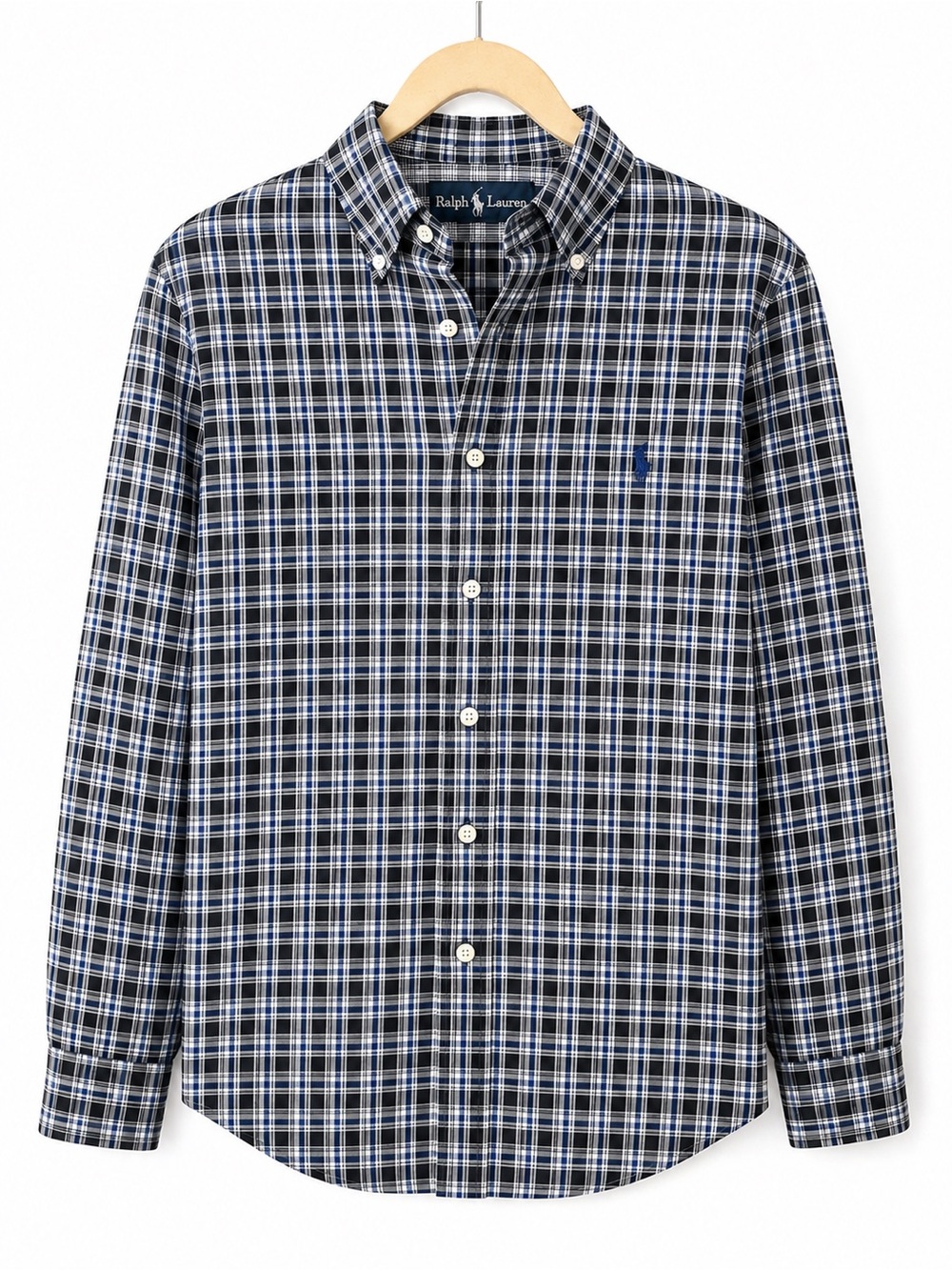 Ralph Lauren Navy & Black Plaid Button-Down Shirt